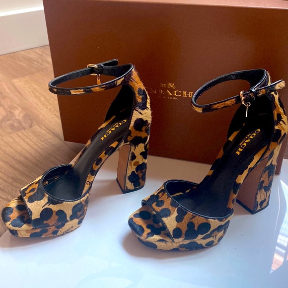 Coach leopard open toe platform size 5 - Picture 1 of 6